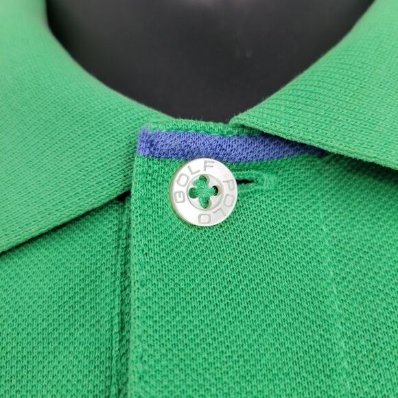 Polo Ralph Lauren Golf Green Blue Stripes Polo Shirt Short Sleeves Men's Large - Picture 3 of 10